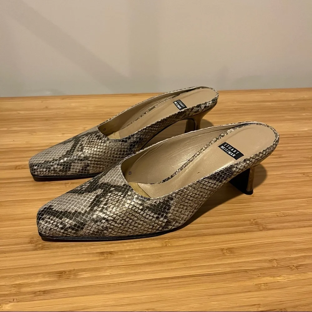Heeled Mules Snakeskin Mules Heels Vintage - Picture 4 of 5